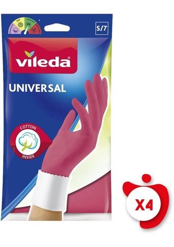 Vileda Universal Kırmızı Small 4 Çift Temizlik Eldiveni