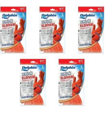 Dolphin Kırmızı Large 5 Çift Temizlik Eldiveni