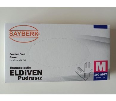 Sayberk Thermoplastic Mavi Medium 24 x 100 Adet Temizlik Eldiveni