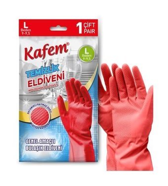Kafem Kırmızı Large 25 Çift Temizlik Eldiveni