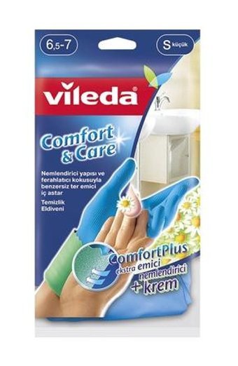 Vileda Comfort & Care Mavi Small 1 Çift Temizlik Eldiveni