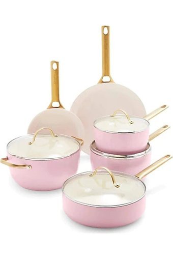Greenpan Padova 10 Parça Alüminyum Tava Seti Pembe