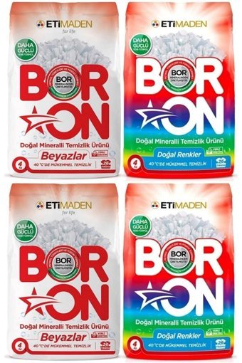 Boron Doğal Mineralli Renkliler ve Beyazlar İçin 104 Yıkama Toz Deterjan 4x4 kg