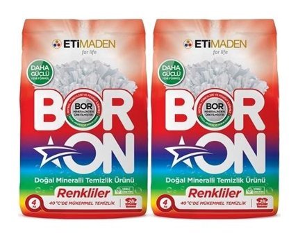 Boron Doğal Mineralli Renkliler İçin 52 Yıkama Toz Deterjan 2x4 kg