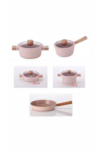 Neoflam Blossom 9 Parça Alüminyum Döküm Tava Seti Pembe