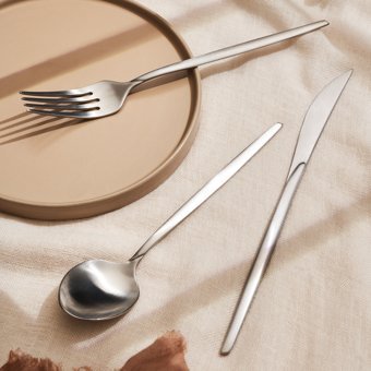 Emsan Alya Mat Saten 18 Parça 6 Kişilik Çatal Kaşık Bıçak Gümüş