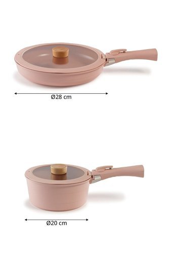 Neoflam Midas 6 Parça Alüminyum Döküm Tava Seti Pembe