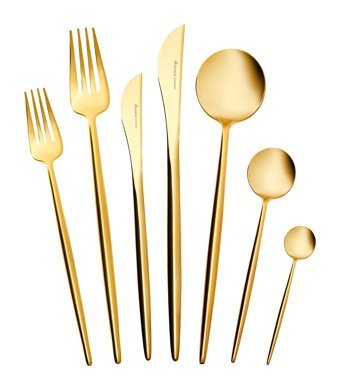 Karaca Jüpiter Mat 84 Parça 12 Kişilik Çatal Kaşık Bıçak Gold