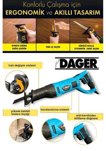 Dager PSA Kablolu 1100 W Elektrikli Tilki Kuyruğu Testere