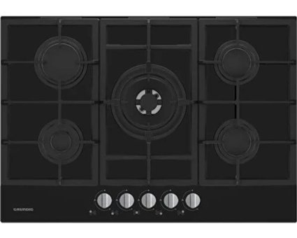 Grundig GIGL 7235250 Siyah Cam 5 Gözlü Wok Gözü Gazlı Ankastre Ocak