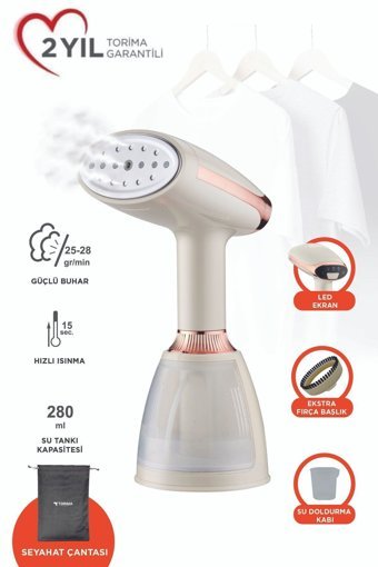 Torima Ky-003 1500 W 28 g/dk Paslanmaz Çelik Tabanlı Kablolu Buharlı Beyaz Seyahat Ütüsü