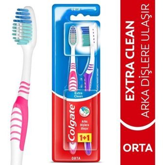 Colgate Extra Clean 1+1 Orta Manuel Diş Fırçası Çok Renkli