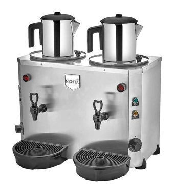 Remta DE15 Jumbo 3000 W 18 lt Paslanmaz Çelik Çift Demlikli Çift Musluklu Paslanmaz Çelik Elektrikli Semaver İnox