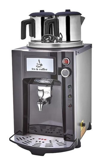 Remta Premium 2000 W 15 lt Çelik Çift Demlikli Tek Musluklu Çelik Elektrikli Semaver Gümüş