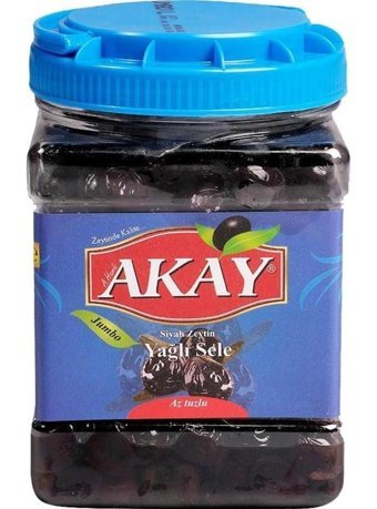 Akay Jumbo Yağlı Tuzlu Sele Siyah Zeytin Pet Kavanoz 1 kg