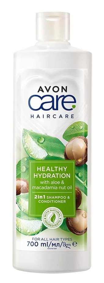 Avon Healthy Hydration Normal Saçlar İçin Aloe Vera - Makademya Fındığı Yağı Kremli 2'si 1 Arada Unisex Şampuan 700 ml