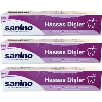 Sanino Hassas Dişler Naneli Florürsüz Diş Macunu 3x75 ml