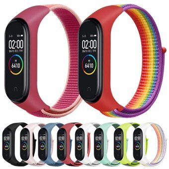 Xiaomi Hasır Dokuma Loop Mi Band 3-4-5-6 Naylon Örgü Yetişkin Akıllı Saat Kordonu Çok Renkli