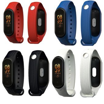 Xiaomi Kabartma Desenli Mi Band 3-4-5-6 Silikon Yetişkin Akıllı Saat Kordonu Çok Renkli