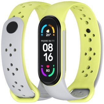 Xiaomi Mijobs Mi Band 5-6-7 Silikon Yetişkin Akıllı Saat Kordonu Gri-Yeşil