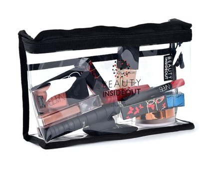 Beauty Insideout Şeffaf Düz Plastik Küçük Boy Seyahat Cepli Makyaj Çantası