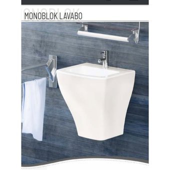 Turavit Klasik Tekli 50 cm Seramik Kare Lavabo Beyaz