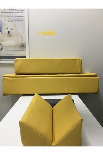Rastbiero Ortopedik Yıkanabilir Tüm Irklar İç Mekan Köpek Yatağı Sarı