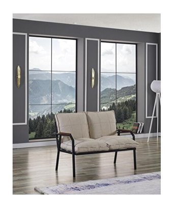 Mygusi Hayal Balkon Metal İkili Bahçe Koltuğu Krem
