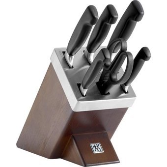 Zwilling Gourmet Kendinden Bilemeli Plastik Saplı Paslanmaz Çelik 7 Parça Standlı Ahşap Bloklu Bıçak Seti