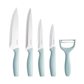 Emsan Logocity 15.5-20.5-20.5-32.5-32.5 cm Plastik Saplı Paslanmaz Çelik 5 Parça Mutfak Bıçak Seti