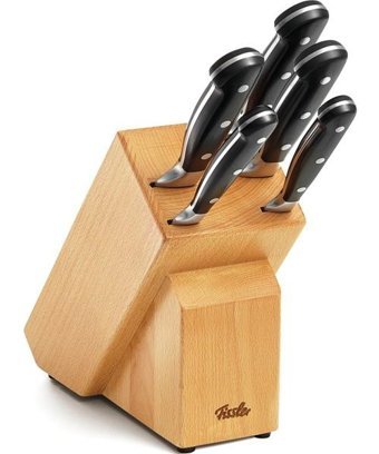 Fissler Alaska Plastik Saplı Paslanmaz Çelik 6 Parça Standlı Ahşap Bloklu Bıçak Seti
