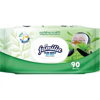 Familia Yeşilin Tazeliği 90 Yaprak 9'lu Paket Islak Mendil
