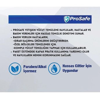Prosafe Yetişkin Hasta 48 Yaprak 4'lü Paket Vücut Temizleme Mendili