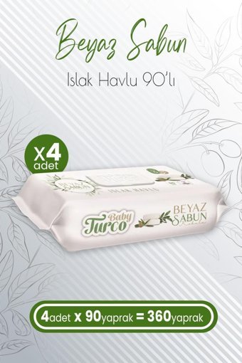 Baby Turco Beyaz Sabun Kokulu 90 Yaprak 4'lü Paket Islak Mendil