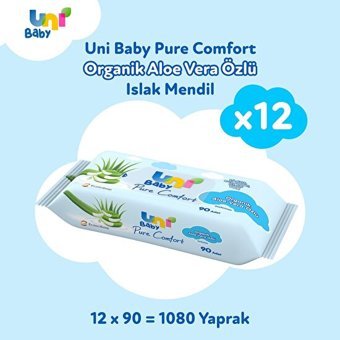 Uni Baby Pure Comfort Aloe Vera Özlü 90 Yaprak 12'li Paket Islak Mendil