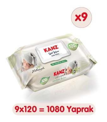 Kanz 120 Yaprak 9'lu Paket Islak Mendil