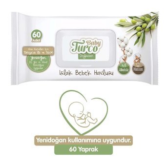 Baby Turco Doğadan Yenidoğan 60 Yaprak 9'lu Paket Islak Mendil