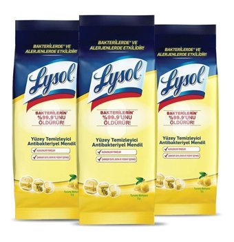 Lysol Antibakteriyel 72 Yaprak 3'lü Paket Yüzey Temizleme Mendili