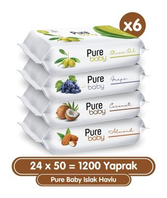 Pure Baby 50 Yaprak 24'lü Paket Islak Mendil