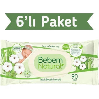 Bebem Natural Narin Dokunuş 90 Yaprak 6'lı Paket Islak Mendil