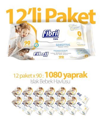 Fibril Baby Sensitive 90 Yaprak 12'li Paket Islak Mendil