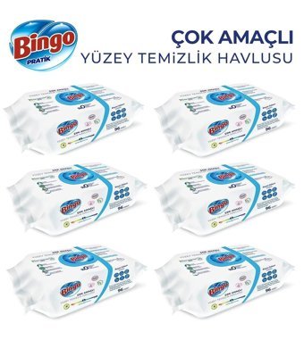 Bingo Pratik Beyaz Sabun Kokulu 96 Yaprak 6'lı Paket Yüzey Temizleme Mendili
