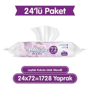 Paddlers Leylak Kokulu 72 Yaprak 24'lü Paket Islak Mendil