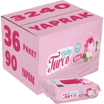 Baby Turco Rose 390 Yaprak 36'lı Paket Islak Mendil