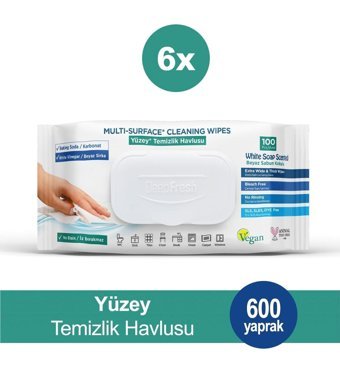 Deep Fresh İz Bırakmaz Karbonat & Beyaz Sirke 100 Yaprak 6'lı Paket Yüzey Temizleme Mendili