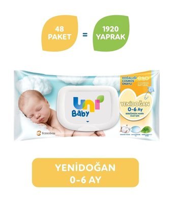 Uni Baby Yenidoğan 40 Yaprak 48'li Paket Islak Mendil