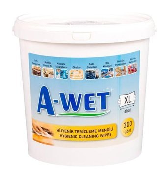 A-Wet Hijyenik Wet Wipes Kova 300 Yaprak Yüzey Temizleme Mendili
