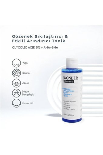 Markiss Tüm Ciltler İçin Aha+Bha Gözenek Sıkılaştırıcı Yüz Temizleyici Losyon Tonik 200 ml