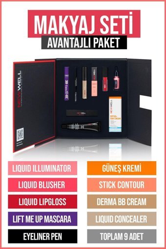 New Well Avantajlı Paket Kutulu Makyaj Seti