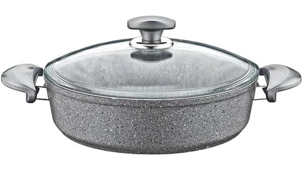 Oms 3310 Cam 2 Parça 30 cm Granit Basık Karnıyarık Tenceresi